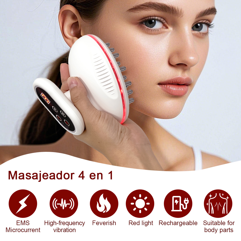 4-in-1 EMS Body and Face Massager – Microcurrent, Red Light, Vibration & Heat Therapy Device