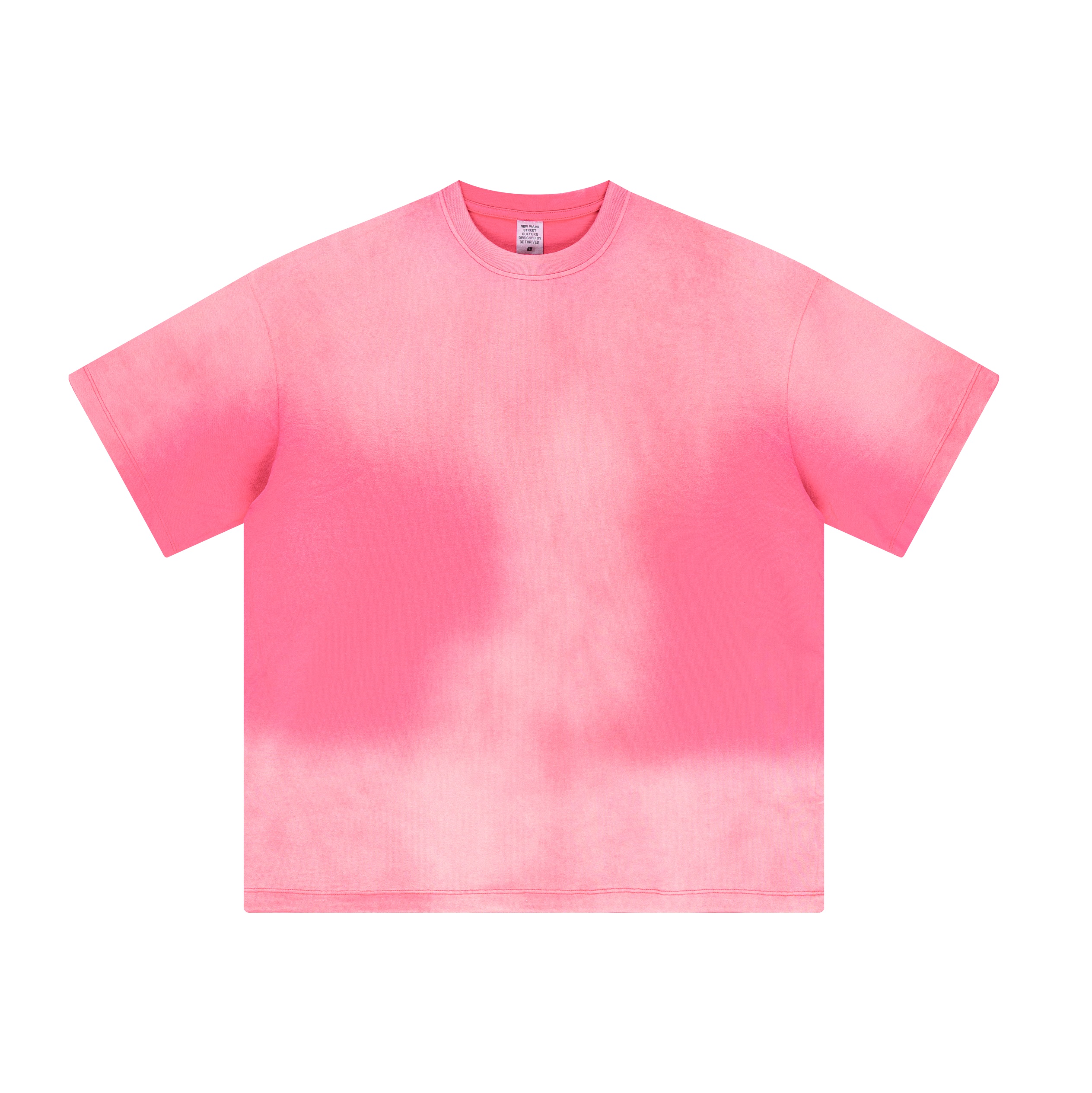 Pink Gradient Washed Minimal Streetwear Oversized T Shirt