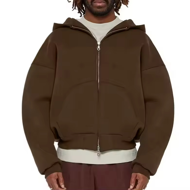 Men's Black Zip-Up Hoodie with Pouch Pockets