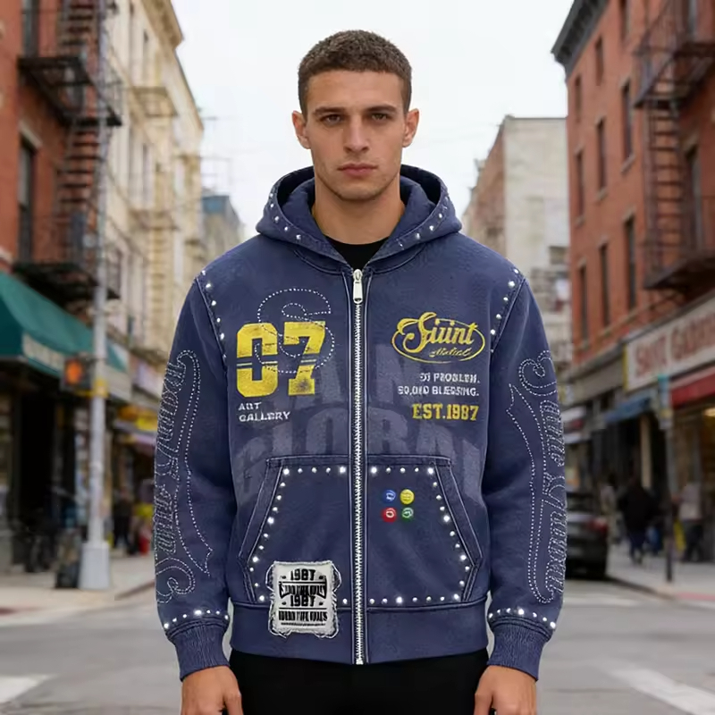 Acid Wash Hoodies Men