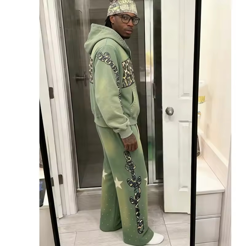 Acid Wash Rhinestone Tracksuit