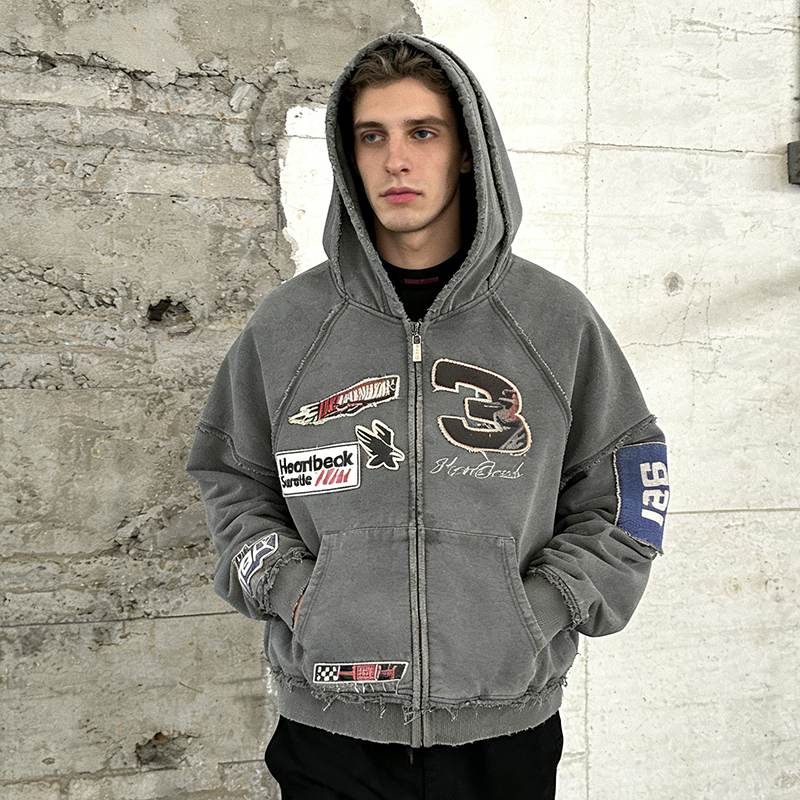 Acid Wash Zip up Hoodie