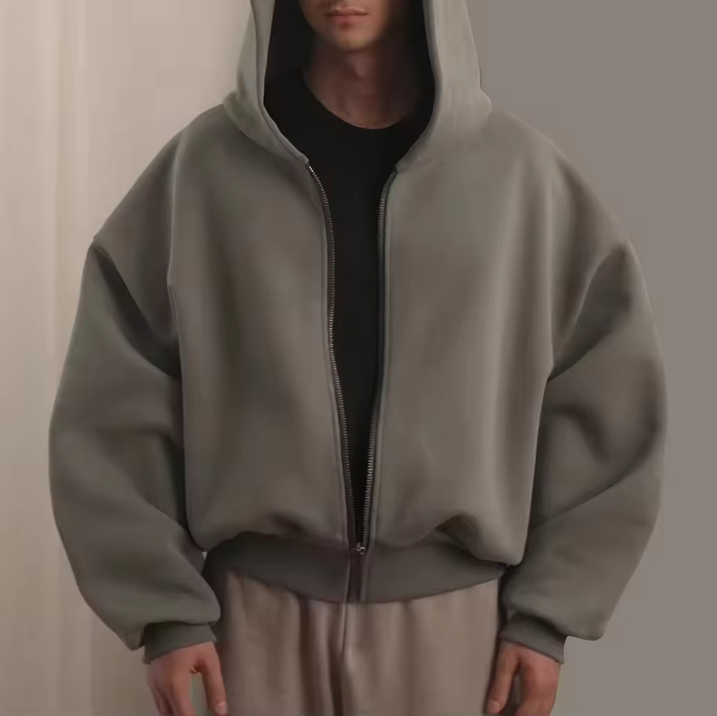 Men's drop shoulder heavyweight oversized zip hoodie