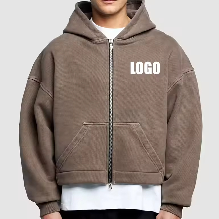 Men's casual oversized zip up hoodie