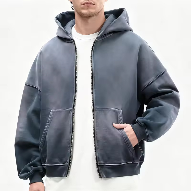 Oversized Double Zip Hoodie Men