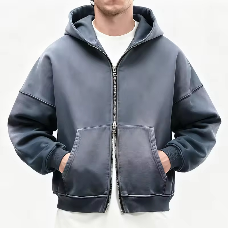 Oversized Double Zip Hoodie Men