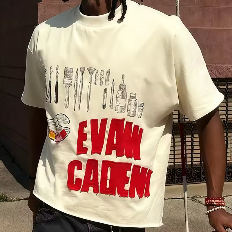 Vintage Print Oversized Graphic T Shirt