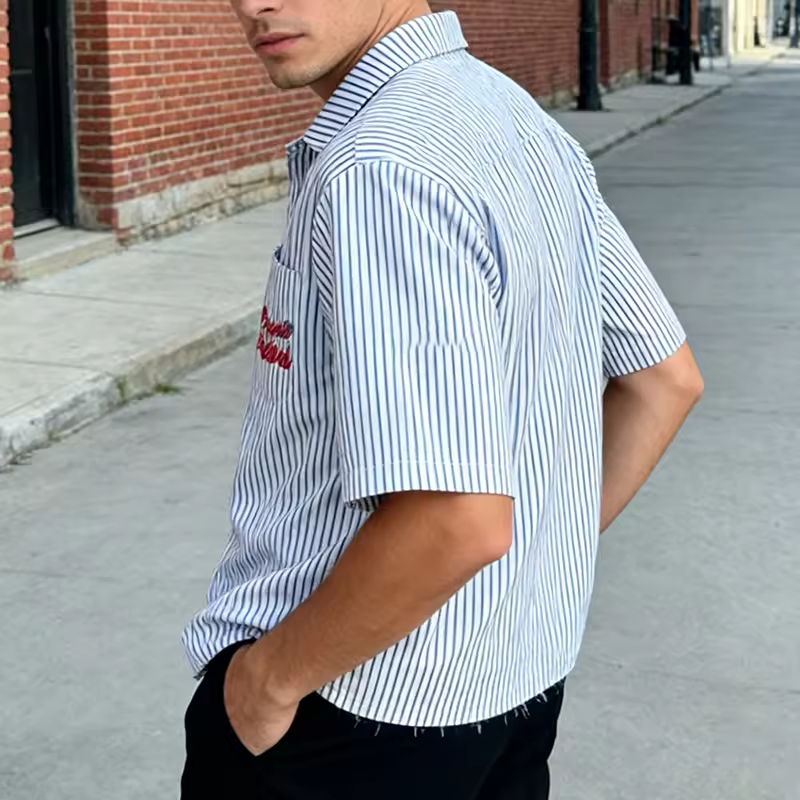 Casual Cropped Boxy Stripe Shirt