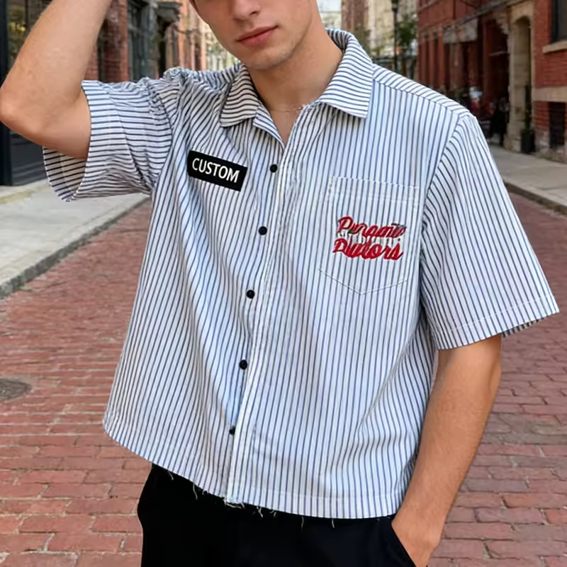 Casual Cropped Boxy Stripe Shirt