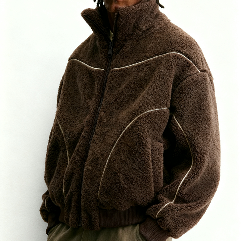 Brown Sherpa Fleece Wool Jacket