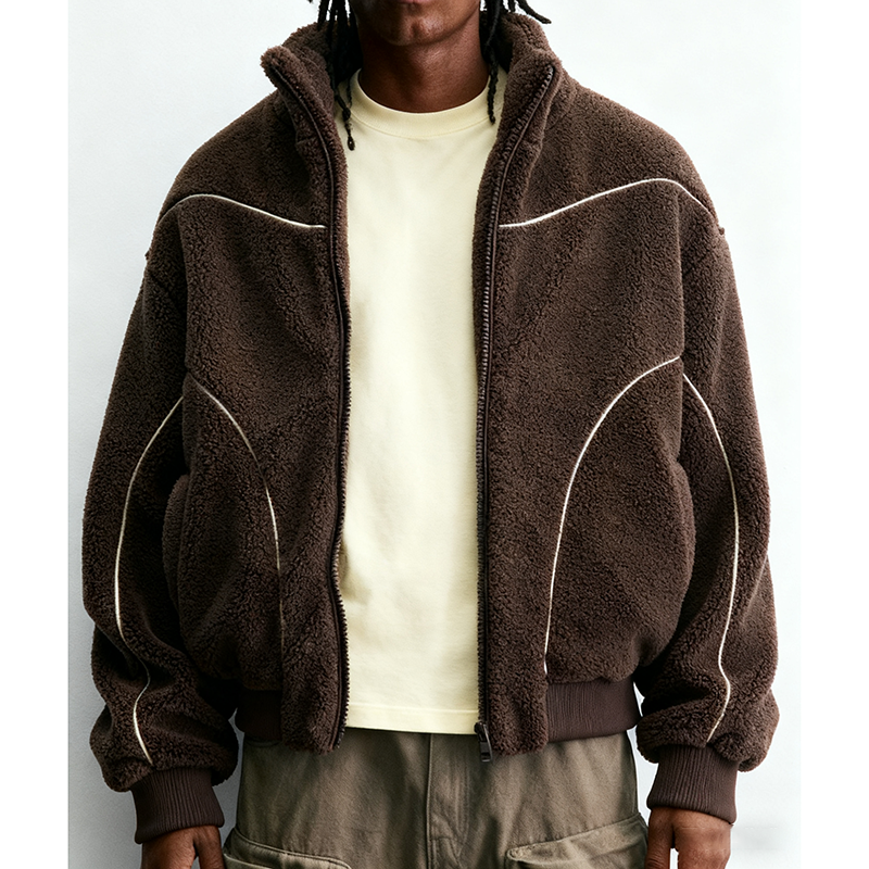 Brown Sherpa Fleece Wool Jacket