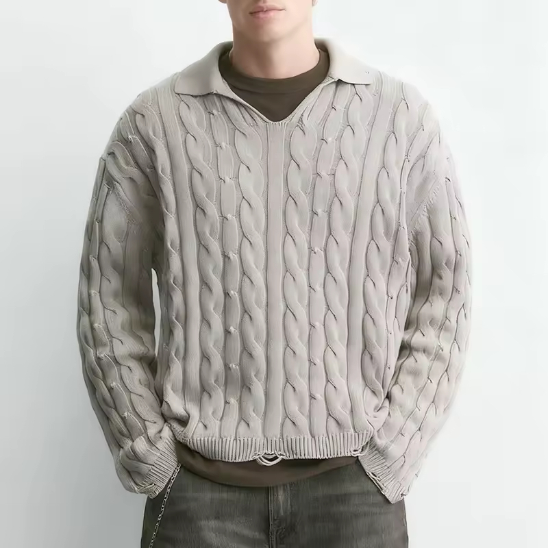 Cable Ribbed Knitwear Sweater