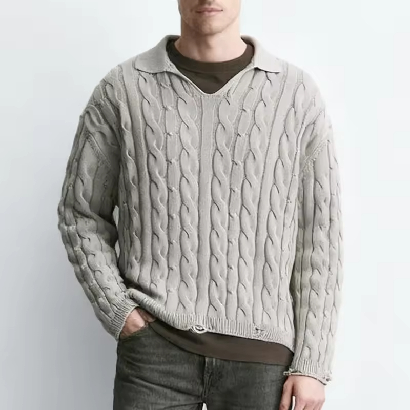 Cable Ribbed Knitwear Sweater