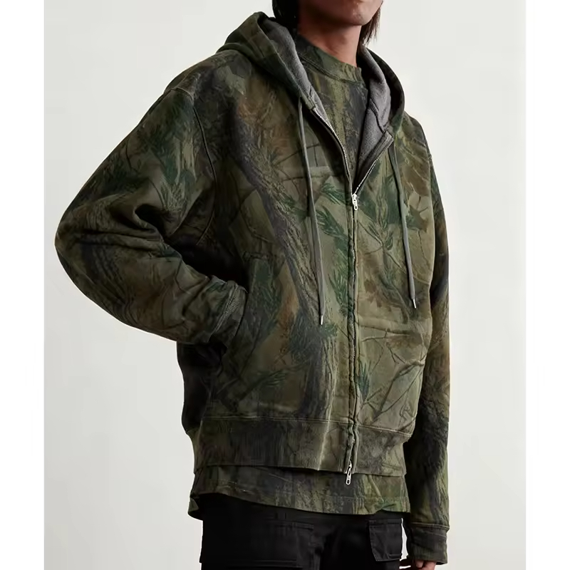 Zip up Camouflage Hoodie