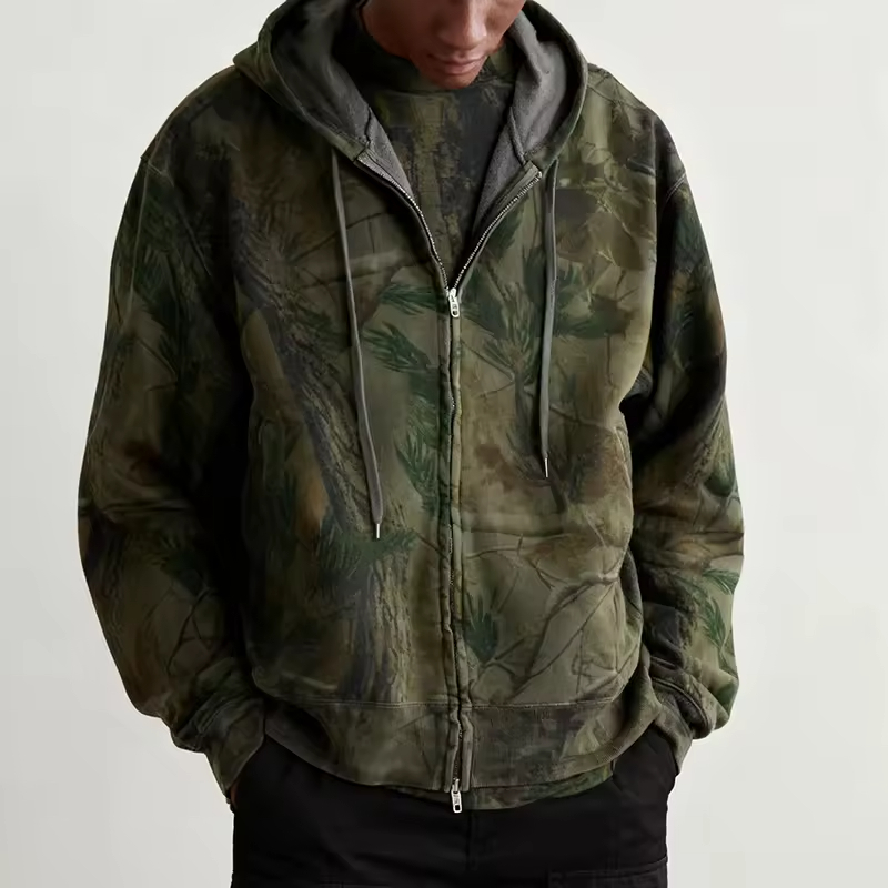 Zip up Camouflage Hoodie