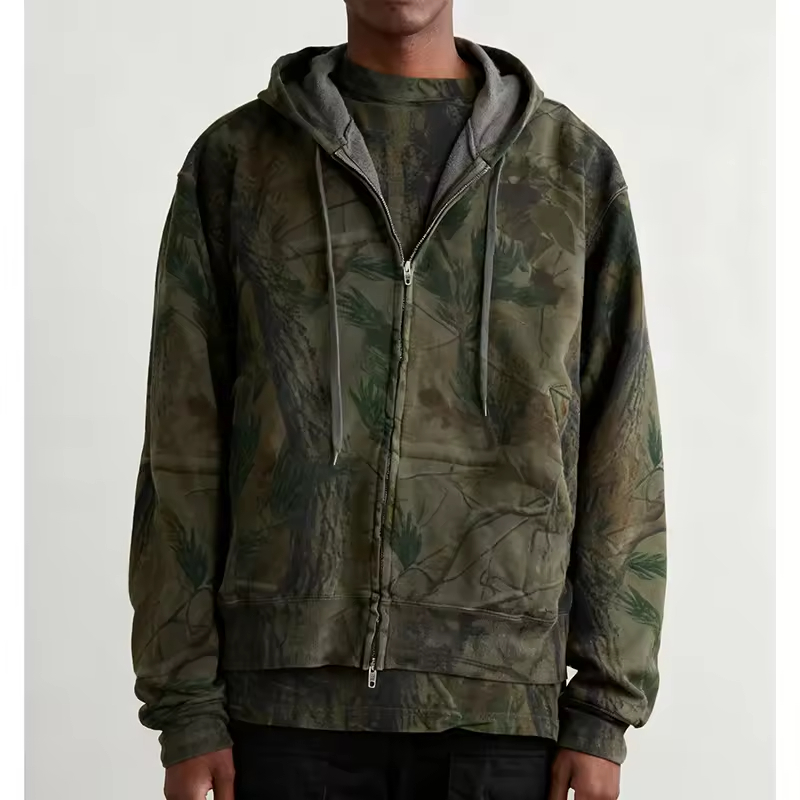 Zip up Camouflage Hoodie