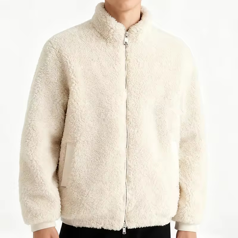 Soft Sherpa Zip Jacket with Stand Collar