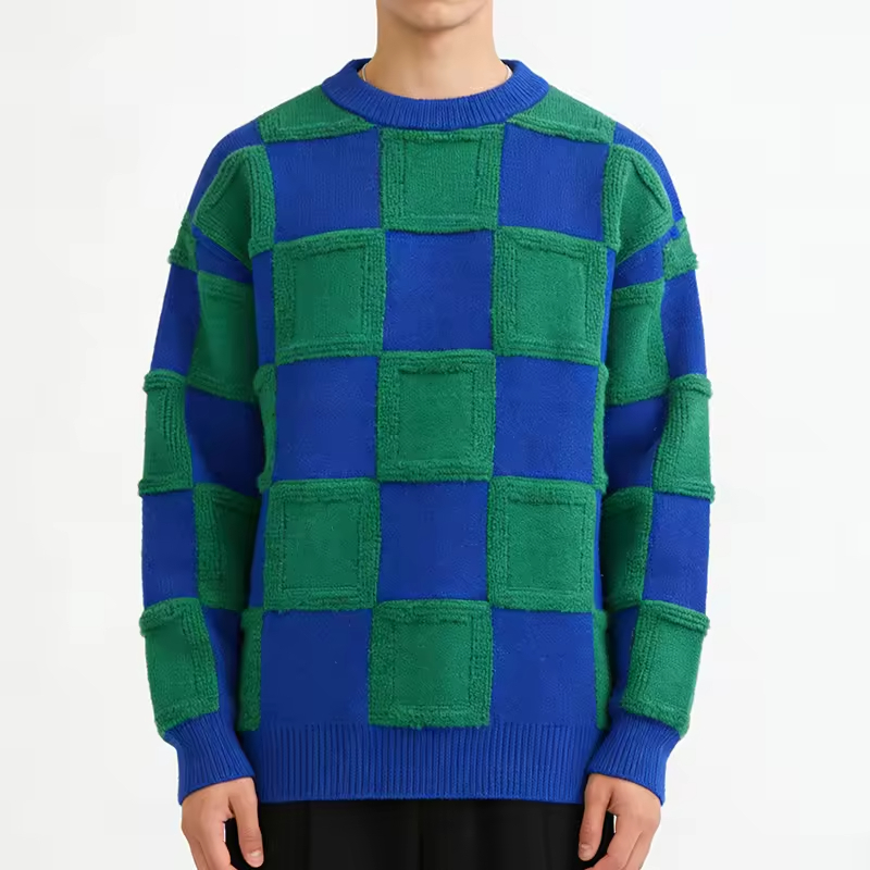 Warm  Casual Plaid Men's Sweaters