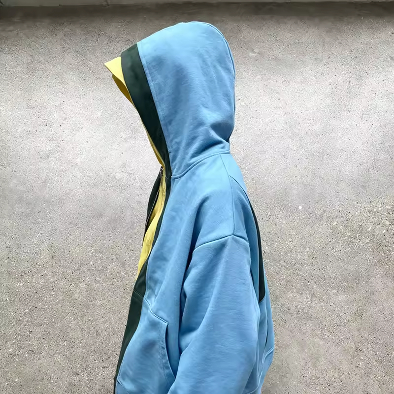 Zipper Color Block Blanks Hoodie
