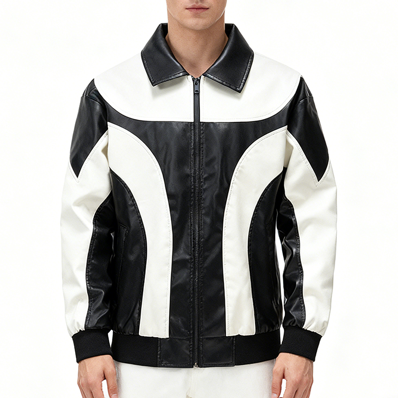 Color Block Leather Jacket