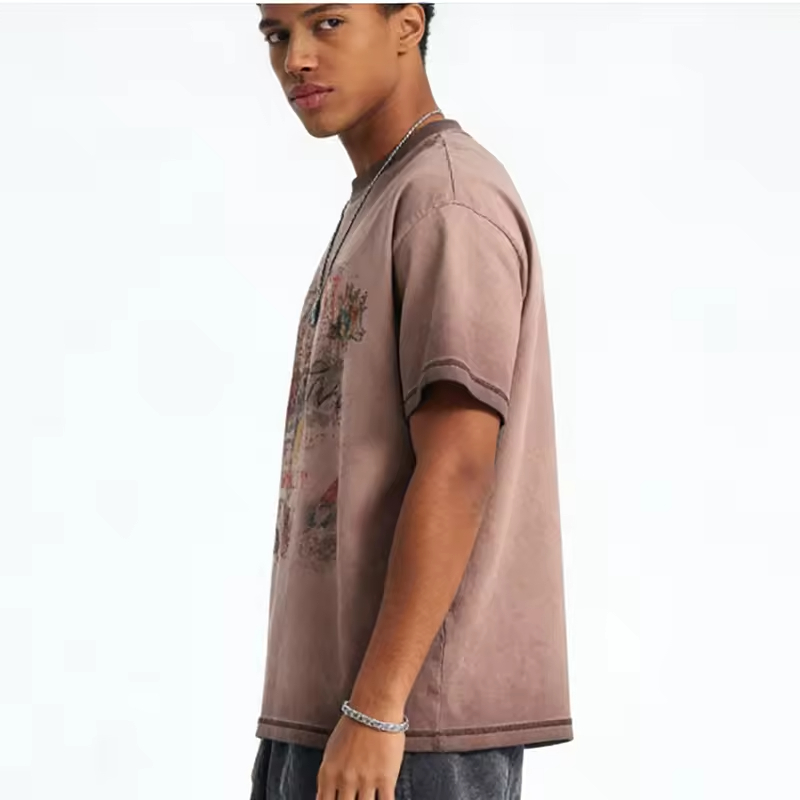 Washed Brown Oversized Graphic T Shirt