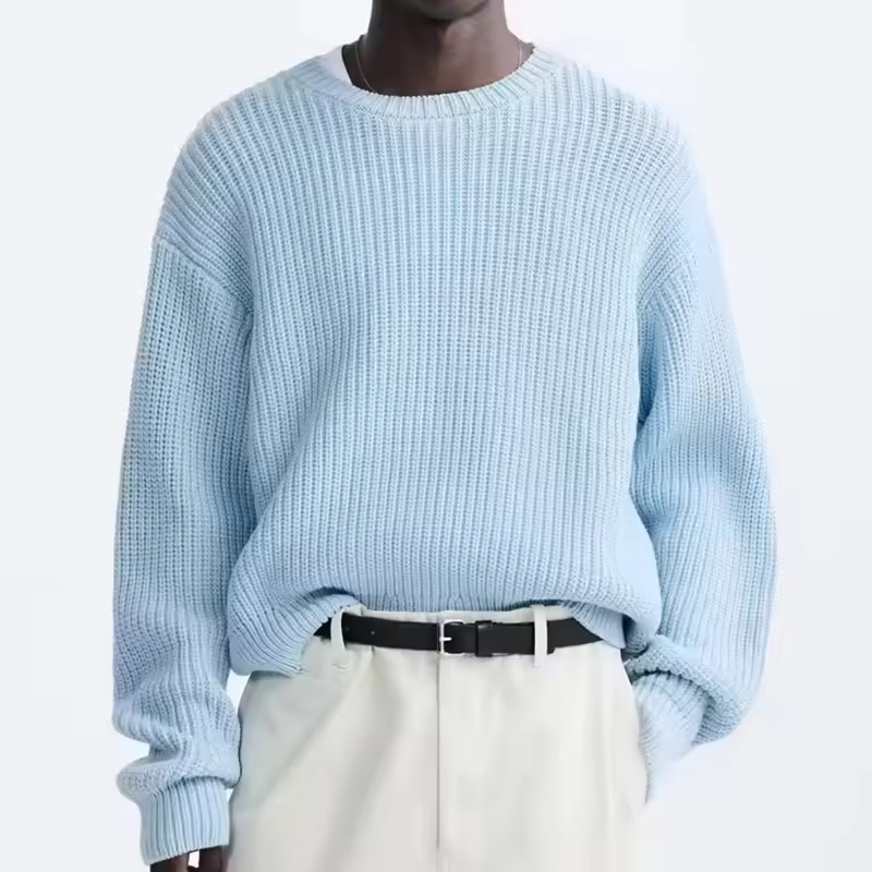 Crew Neck Jumper Knit Sweater for Men