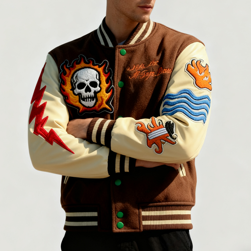 Crop Varsity Jacket for Men