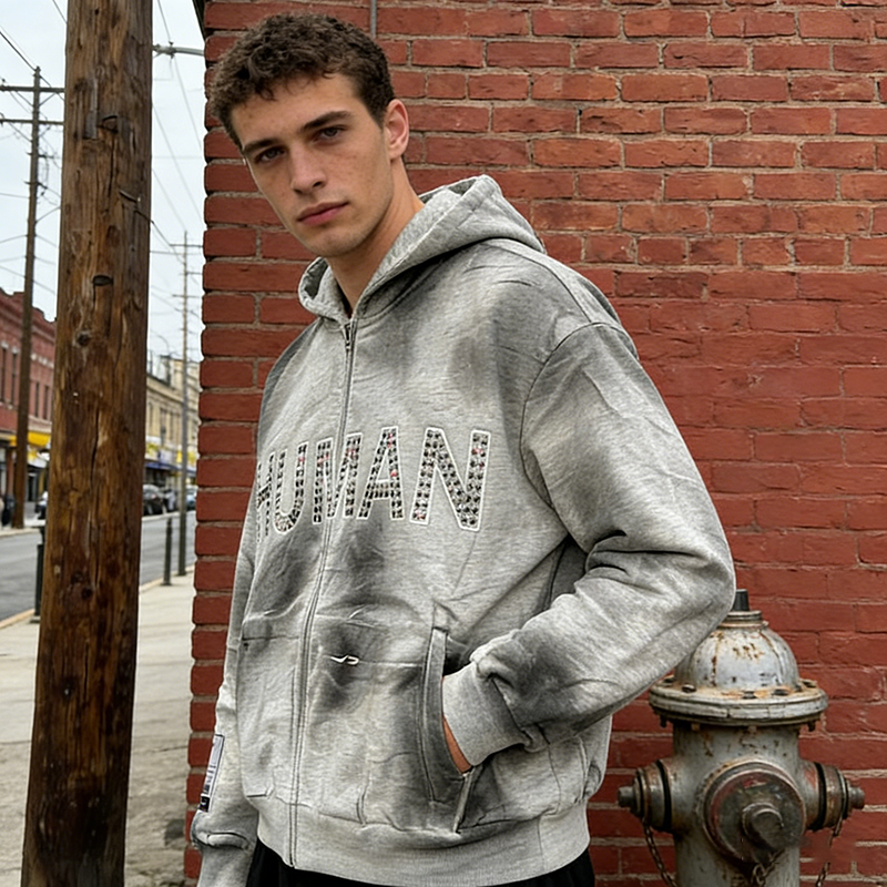 Cropped Rhinestone Hoodie