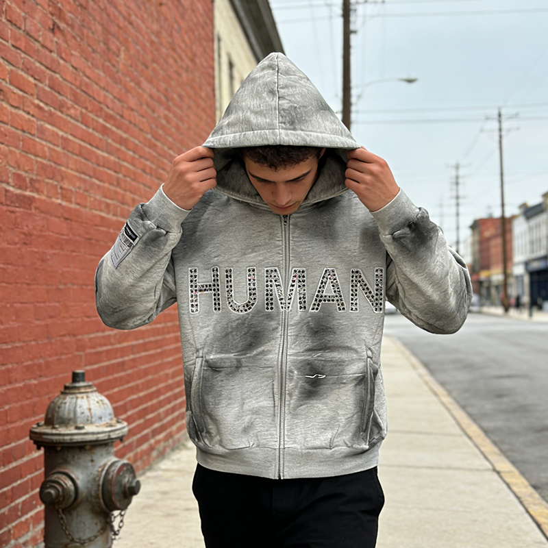 Cropped Rhinestone Hoodie