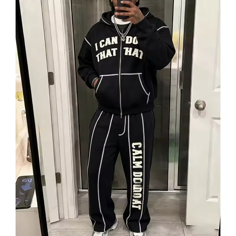 Distressed Acid Wash Tracksuit Men