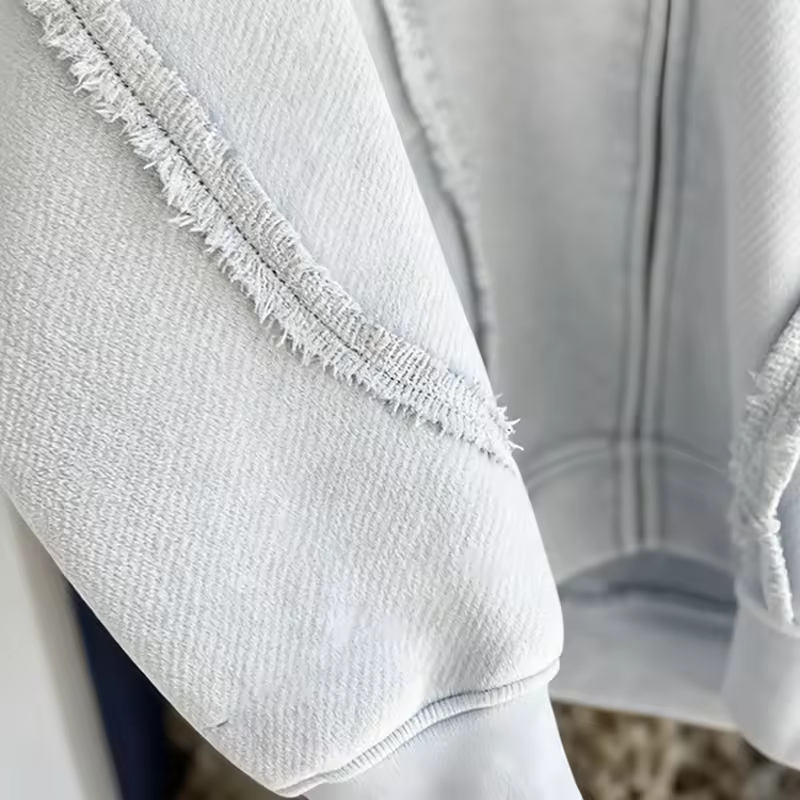 Blank Zip up Distressed Hoodie for Men