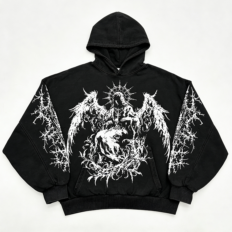 Distressed Pullover Hoodie