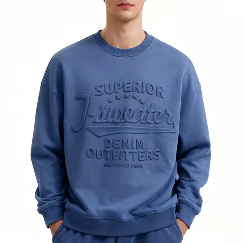 Embossed Oversized Crewneck Sweatshirt