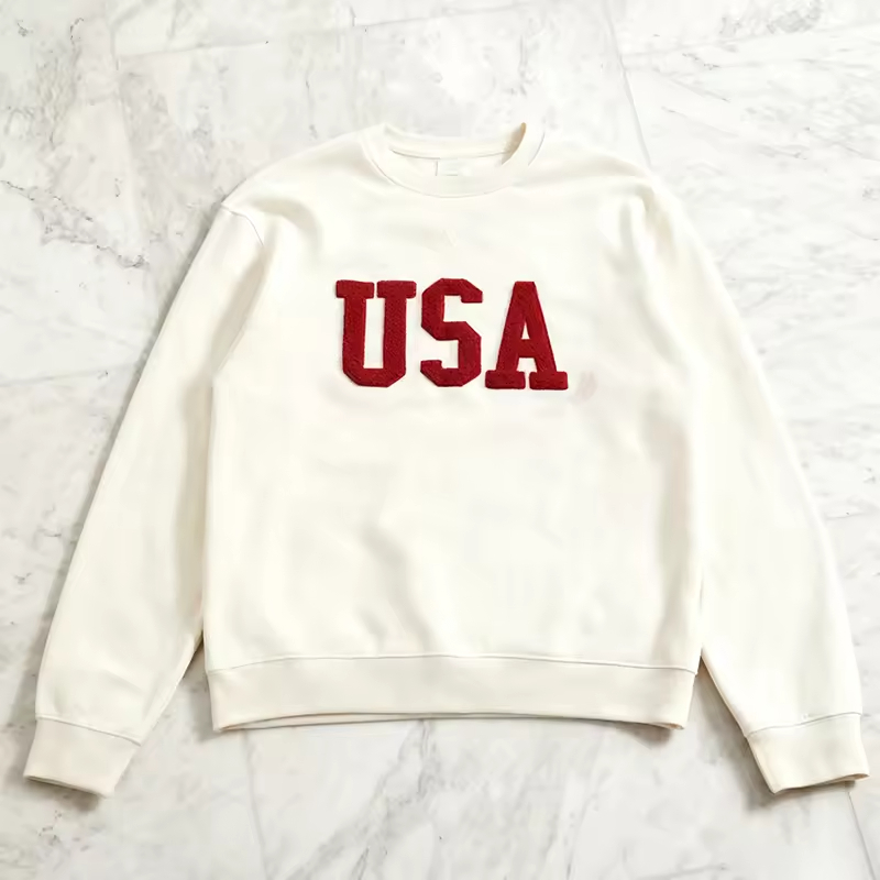 Classic USA Patch Design Minimal Streetwear Crewneck Sweatshirt