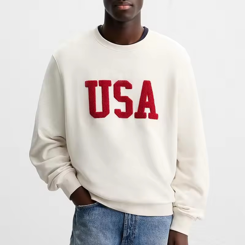 Classic USA Patch Design Minimal Streetwear Crewneck Sweatshirt