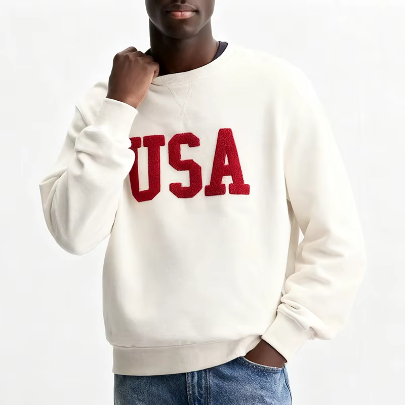 Classic USA Patch Design Minimal Streetwear Crewneck Sweatshirt