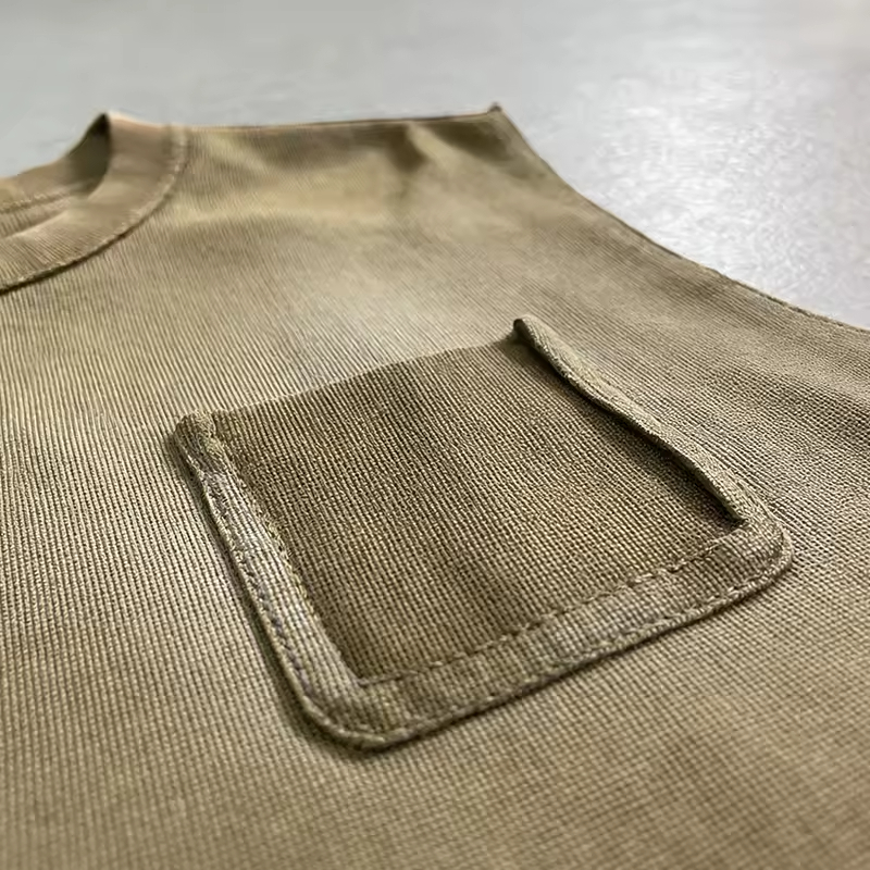 Solid Color Pocket Design Casual Street Sleeveless T Shirt