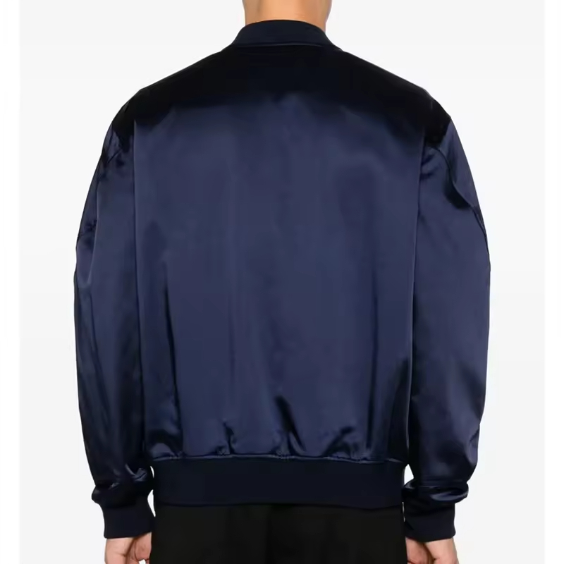 Logo Embroidery Classic Zip-Up Bomber Jacket