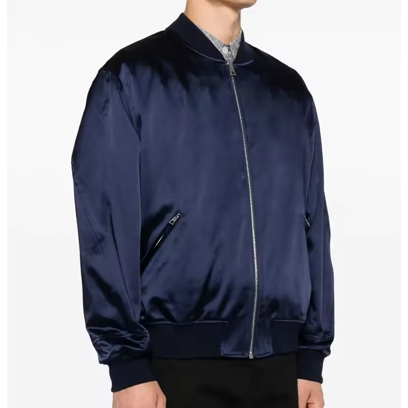 Logo Embroidery Classic Zip-Up Bomber Jacket