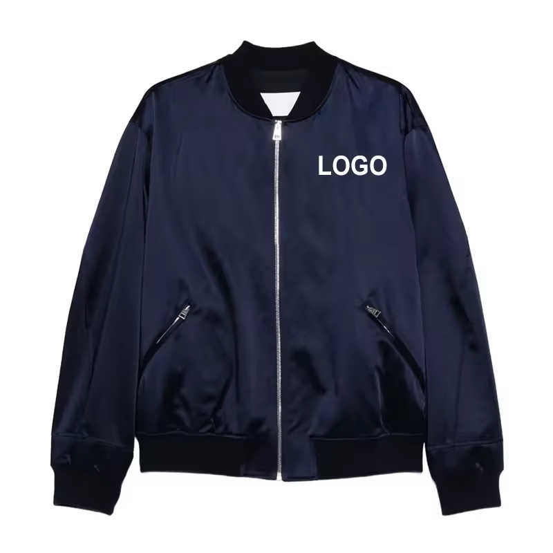 Logo Embroidery Classic Zip-Up Bomber Jacket