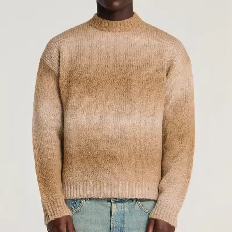 Winter Blue Fuzzy Gradient Knit Sweater