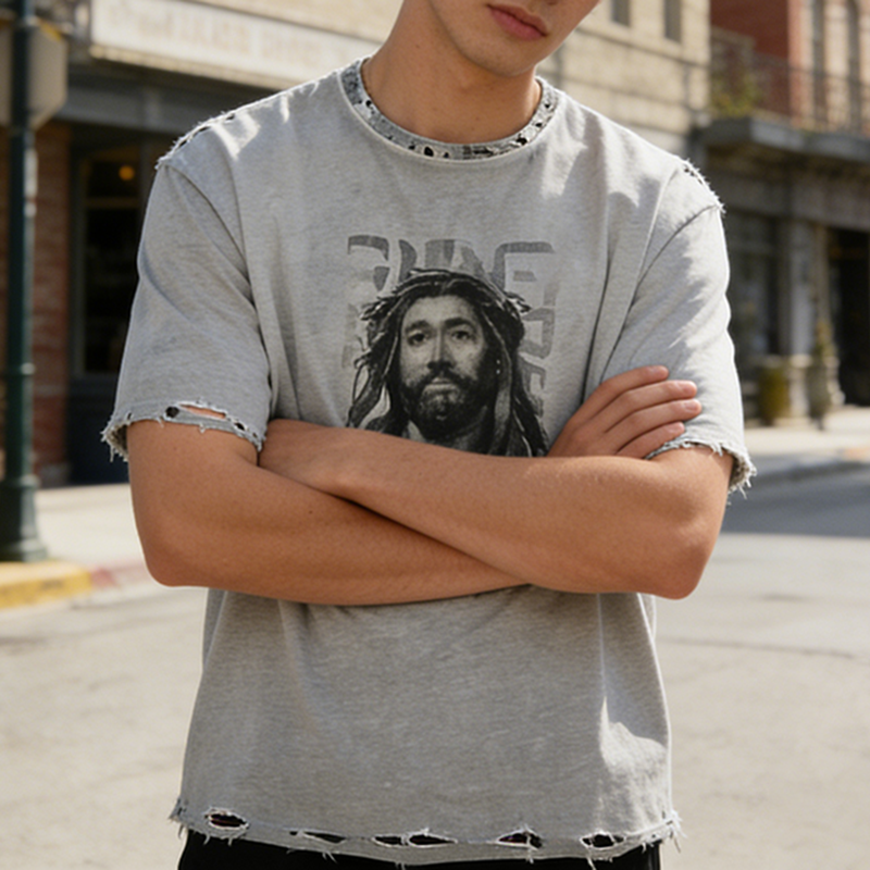 Graphic Distressed T Shirt