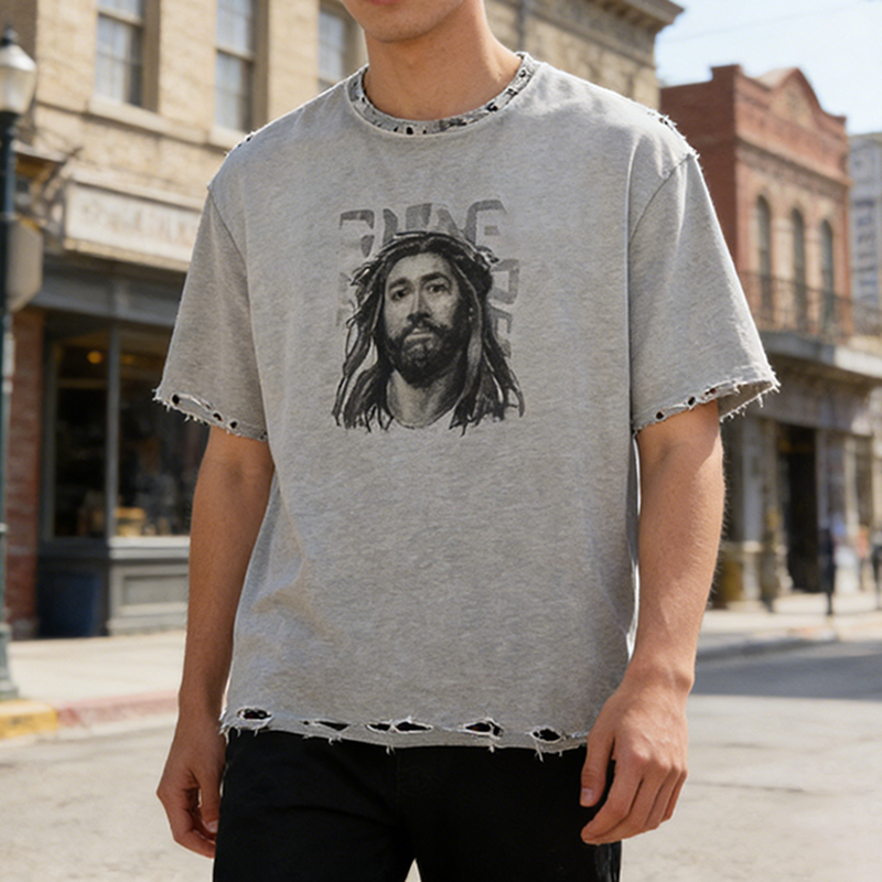 Graphic Distressed T Shirt