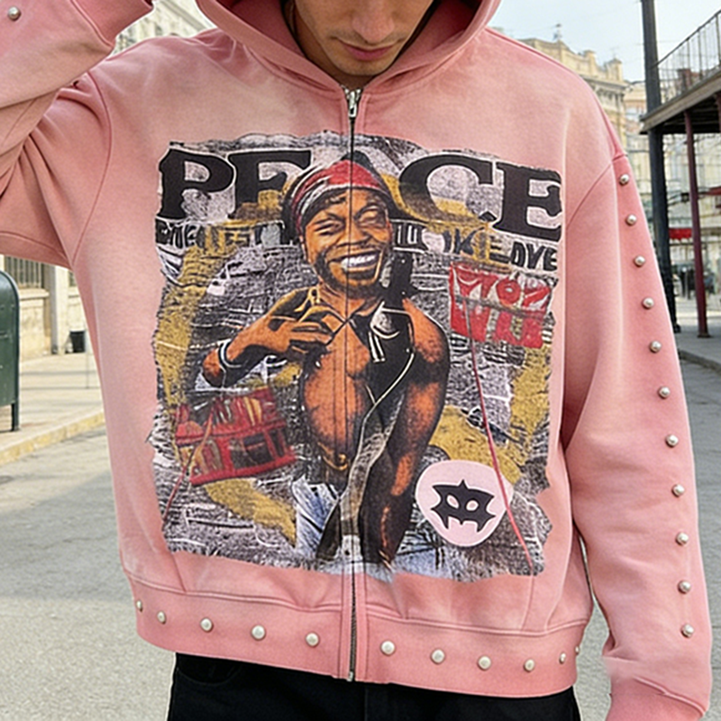 Graphic Zip up Hoodie