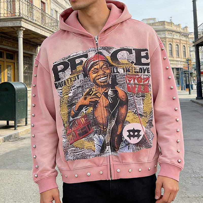 Graphic Zip up Hoodie
