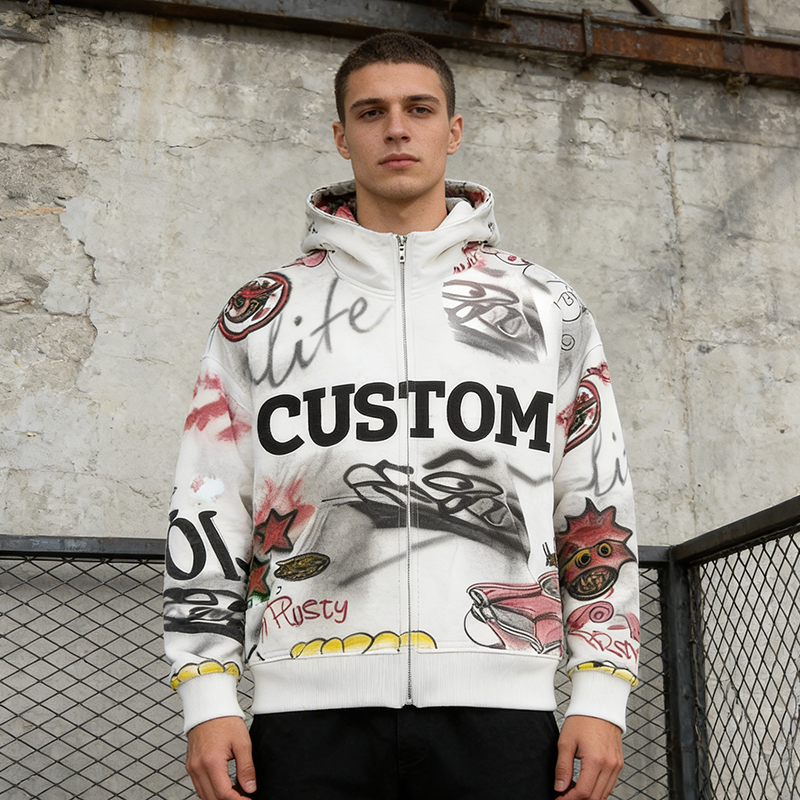 Graphic Zip up Men Hoodies