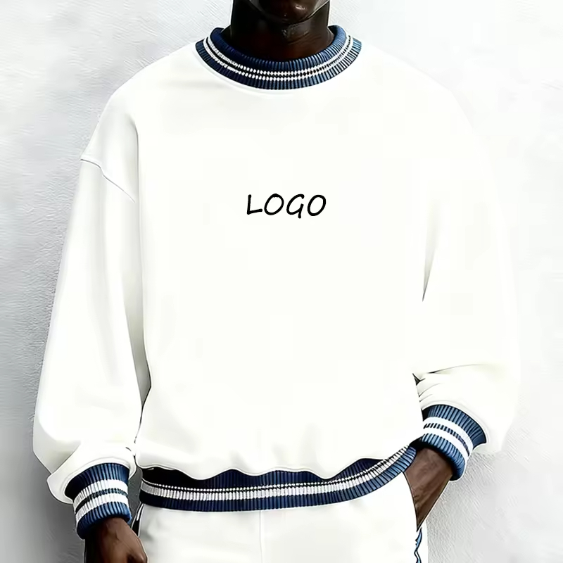 Contrast Rib Streetwear Crewneck Sweatshirt