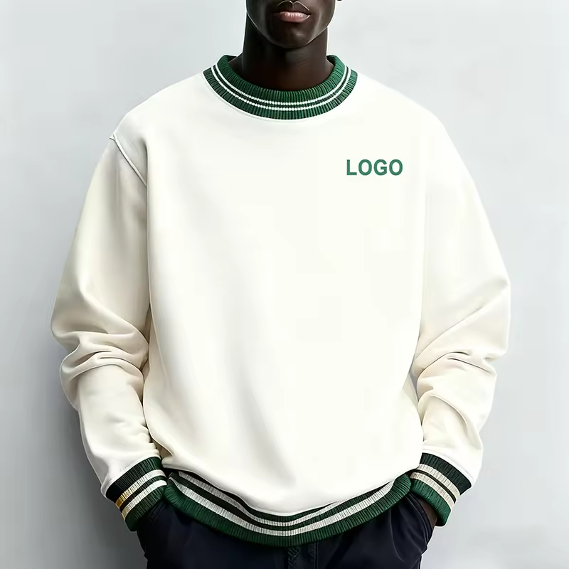Contrast Rib Streetwear Crewneck Sweatshirt
