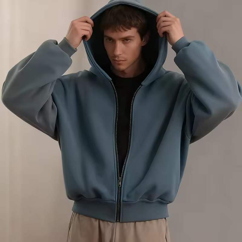 Oversized Heavyweight Plain zip hoodie