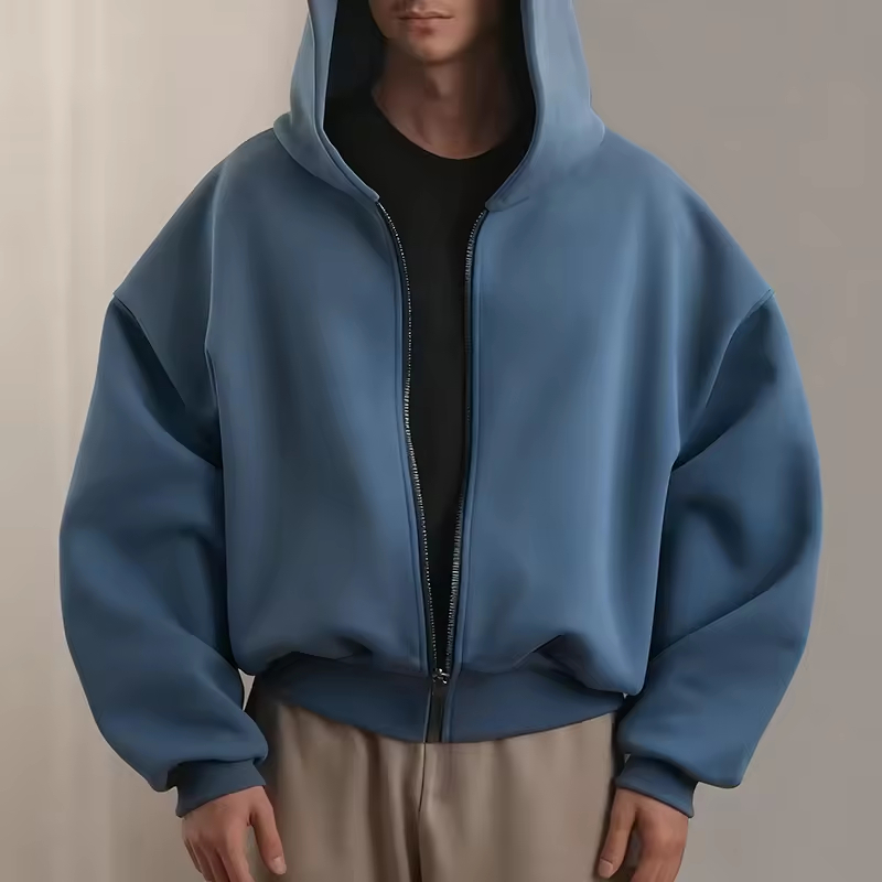 Oversized Heavyweight Plain zip hoodie